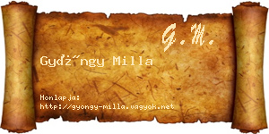 Gyöngy Milla névjegykártya